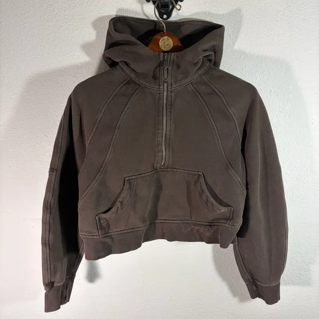 Lululemon Cropped Scuba Half-Zip Hoodie Espresso