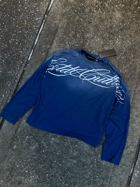 Cold Culture Crossed Script Long Sleeve Size Xs Vibrant Blue men’s new