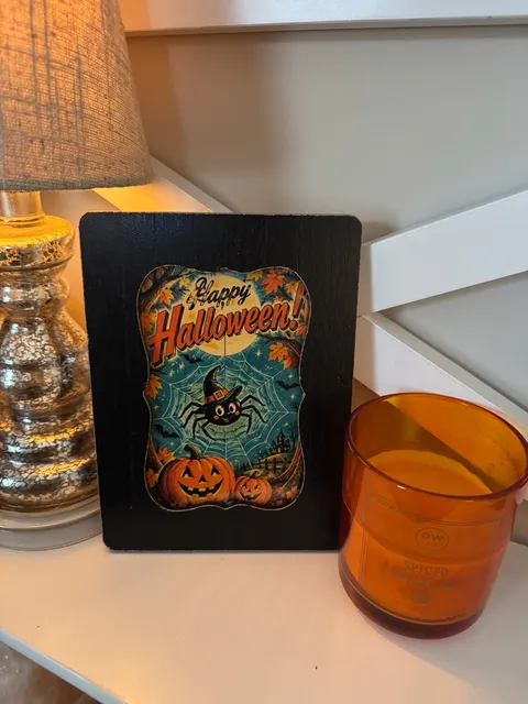 Vintage Style Halloween Spider Framed Art