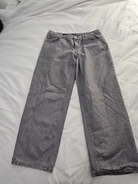 Wild Fable 90s Relaxed Straight Jeans Size 14 Silver Sparkle Dot