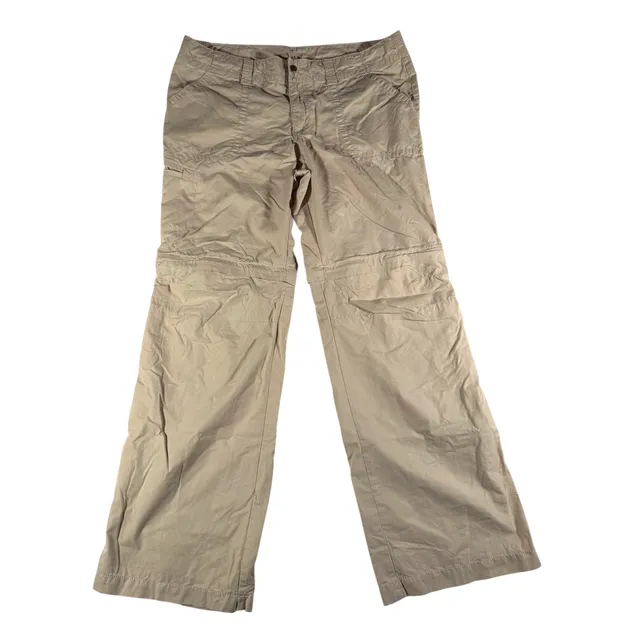 Women’s Eddie Bauer Convertible Hiking Pants Size 12 Tan Cargo Zip-Off