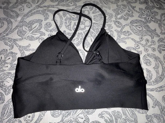 Alo Yoga Black Airlift Splendor Strappy Sports Bra Size L