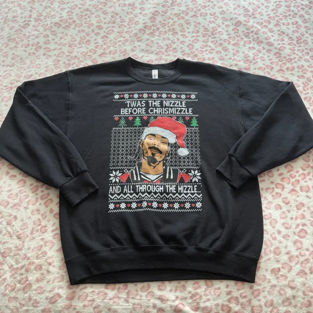 Jerzees Snoop Dogg Sweatshirt Size Large Black Ugly Christmas