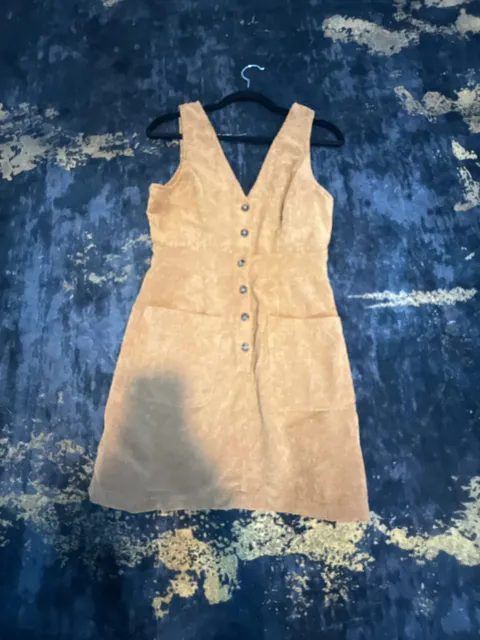Shein Corduroy Button Front Mini Dress Size XS Tan