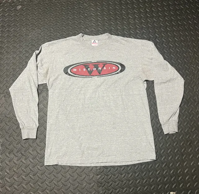 Alstyle Apparel & Activewear Wisconsin Long Sleeve Shirt Size Large Gray