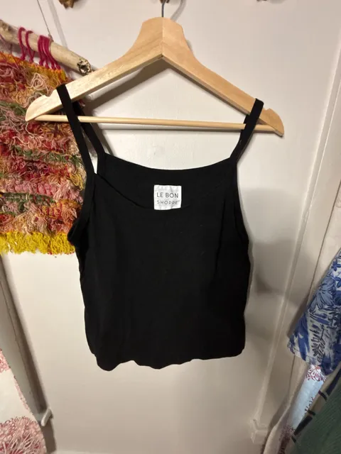 Le Bon Shoppe Tank Top Size M Black Organic Cotton Cami