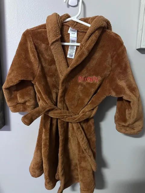 Rudolph Hooded Fleece Robe Size 2/3T Brown