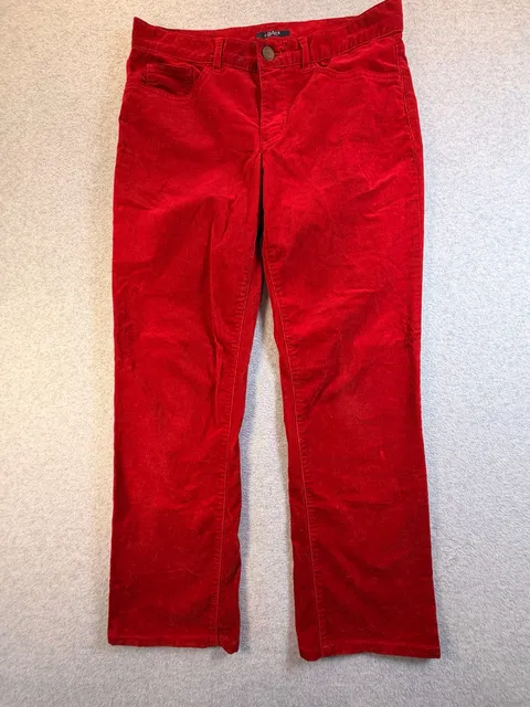 Chaps Corduroy Pants Size 8 Red Straight Leg Cotton Elastane