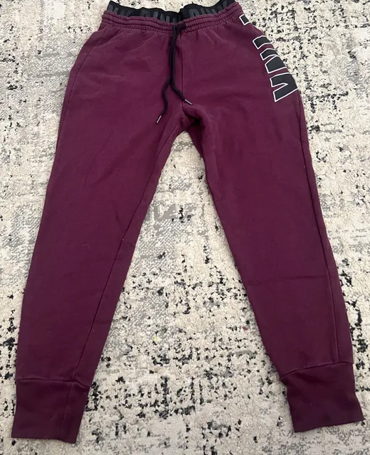 Victoria's Secret Pink Sweatpants Size S Burgundy Logo Joggers
