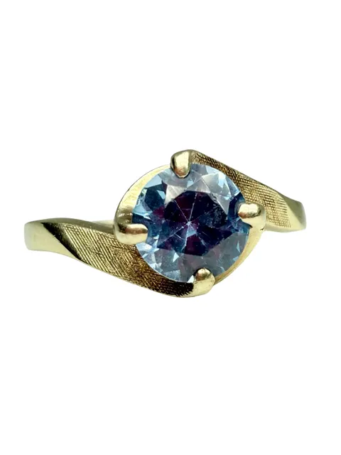 Spring 10K Yellow Gold Blue Topaz Solitaire Ring