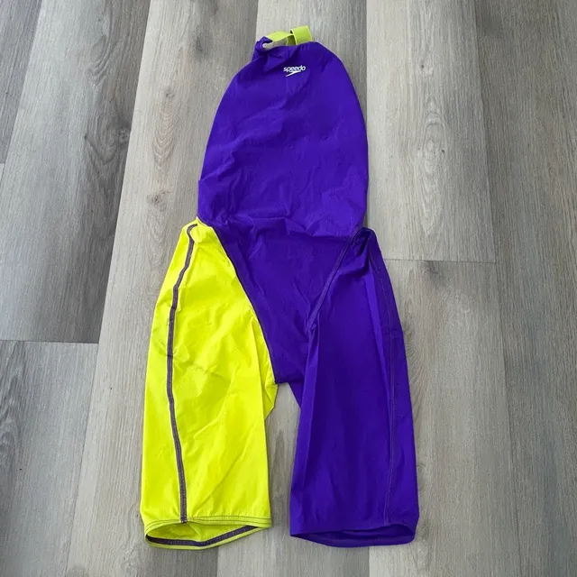Speedo Fastskin Kneeskin Size 32 Purple Yellow Fina Swimsuit