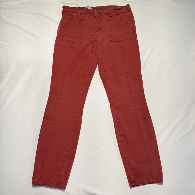 Anthropologie Utility Pants Size 12 Red Straight Leg