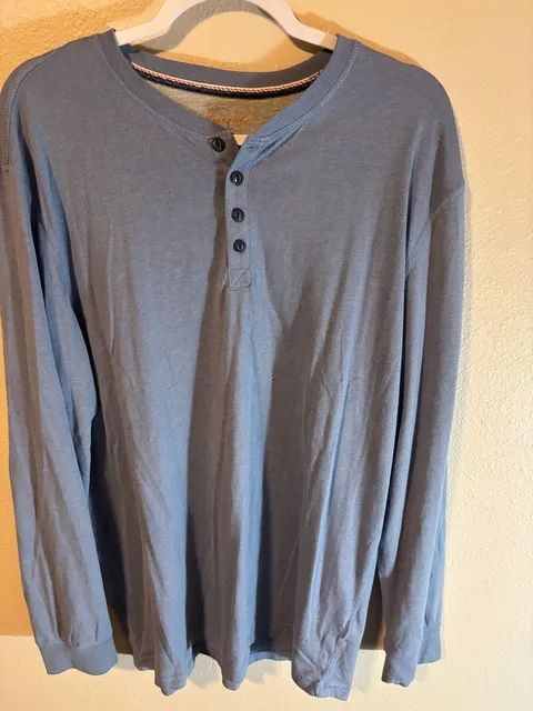 Weatherproof Vintage Long Sleeve Henley Size XL Blue Cotton Blend