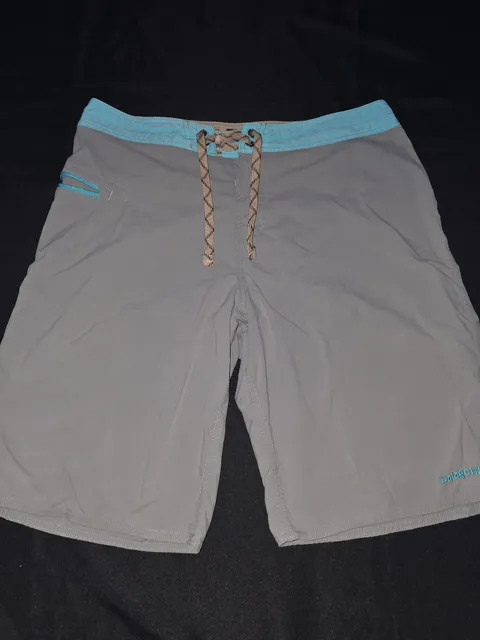 Patagonia Board Shorts Size 32 Gray Blue Drawstring Swim Trunks