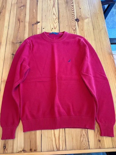 Nautica Cotton Crewneck Sweater Size M Red