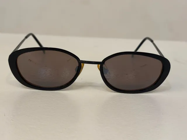 Vintage Black Oval Sunglasses Brown Lenses