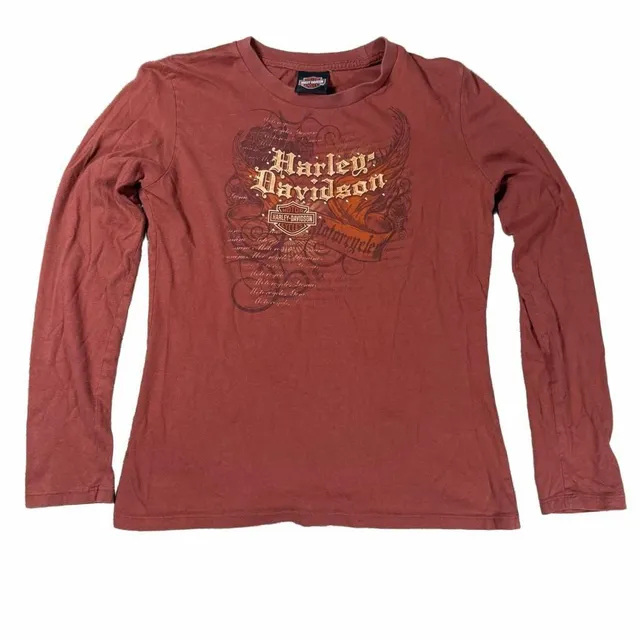 Y2K Harley Davidson St. Paul Long Sleeve T-Shirt Size S Rust Red