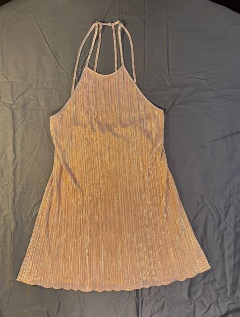 Forever 21 Rose Gold Halter Mini Dress Size S Rose Gold