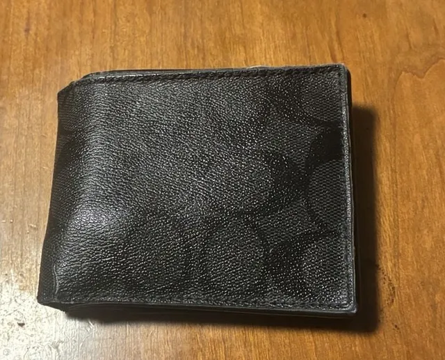 Coach Signature Bifold Wallet Black Leather