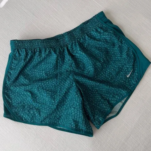 Nike Dri-Fit Running Shorts XL Teal Scale Pattern