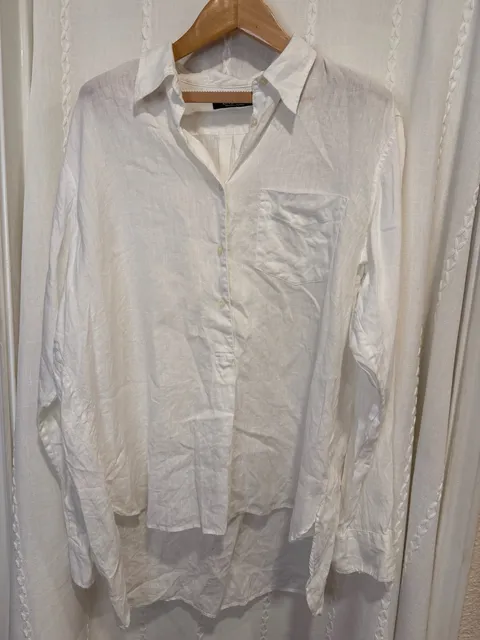 Lauren Ralph Lauren Women’s XL White 100% Linen Button Down Shirt Tunic