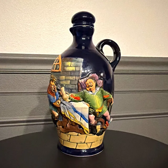 Antique Hauber & Reuther German Tavern Relief Stoneware Jug Pitcher Flagon H&H 