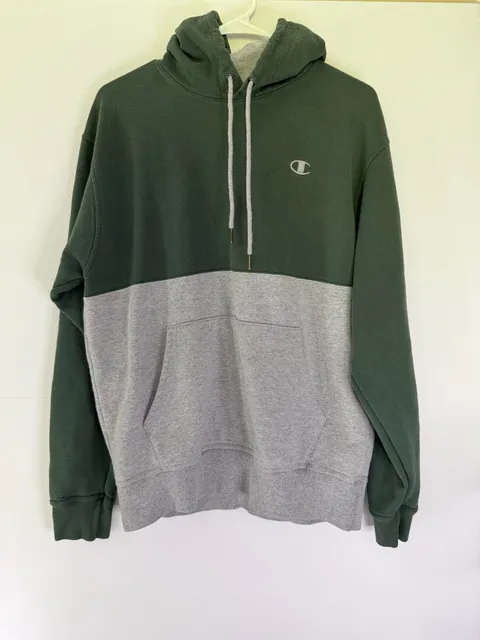 Champion Colorblock Hoodie Size M Green Grey