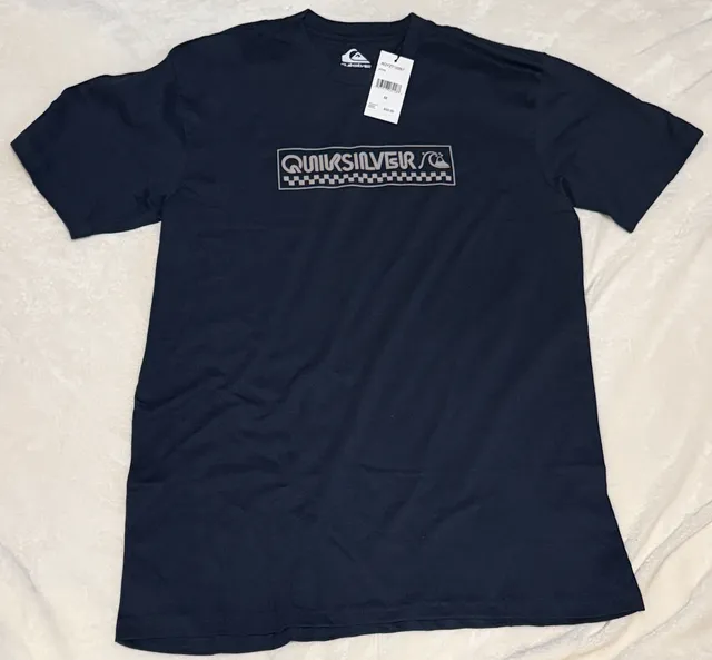Quiksilver T-Shirt Size M Navy Cotton Graphic Tee New