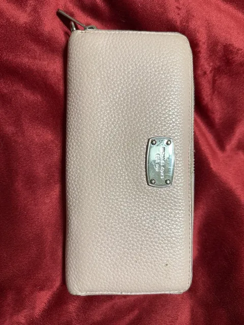 Michael Kors Light Pink Pebbled Leather Zip Around Wallet