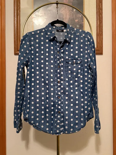 BDG Polka Dot Chambray Denim Shirt Size S