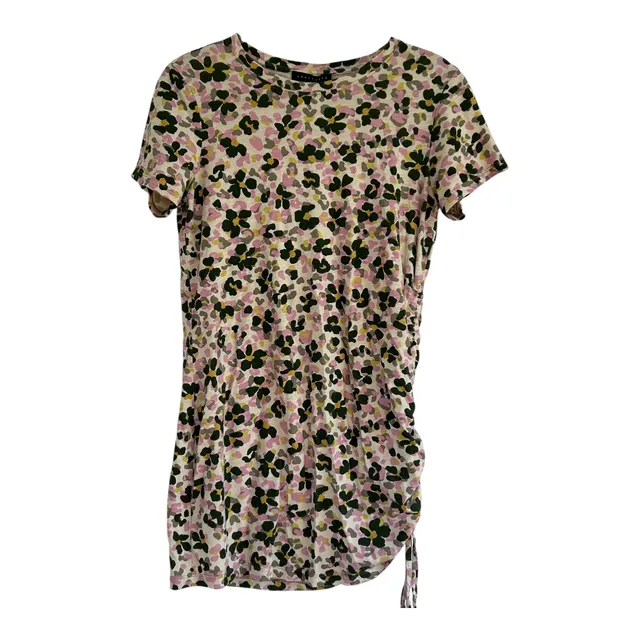 Sanctuary The Drawstring T-Shirt Dress Size S Green Scape Floral Mini