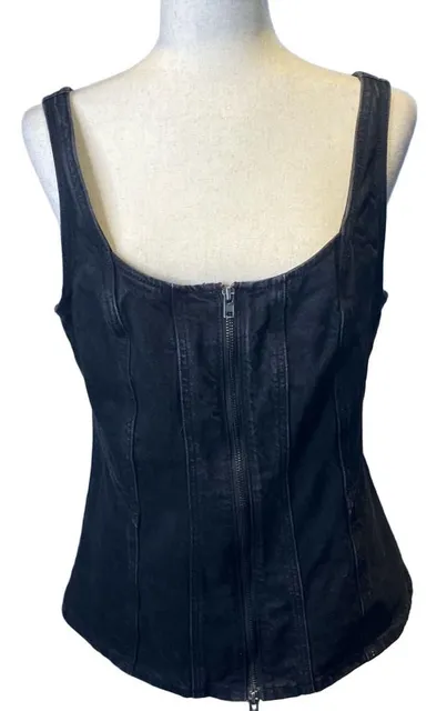 Universal Thread Denim Corset Top Size 10 Black Zip Front