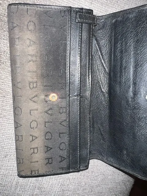 Bvlgari Black Canvas Logomania Long Wallet