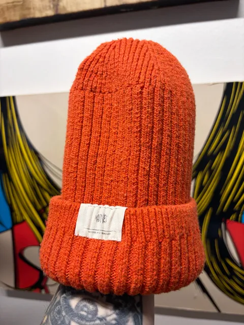 Madnes Orange Ribbed Knit Beanie Winter Hat