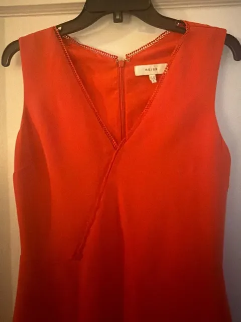 Reiss Red Lace Trim Dress Size 4