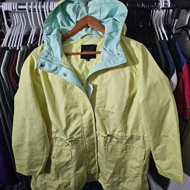 Talbots Plus Water-Resistant Hooded Jacket Size 1X Yellow