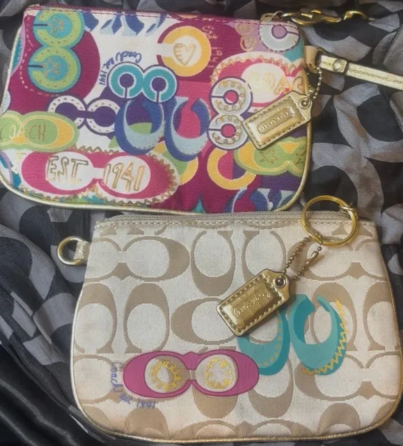 Coach Poppy & Signature Graffiti Wristlets TAKE BOTH
