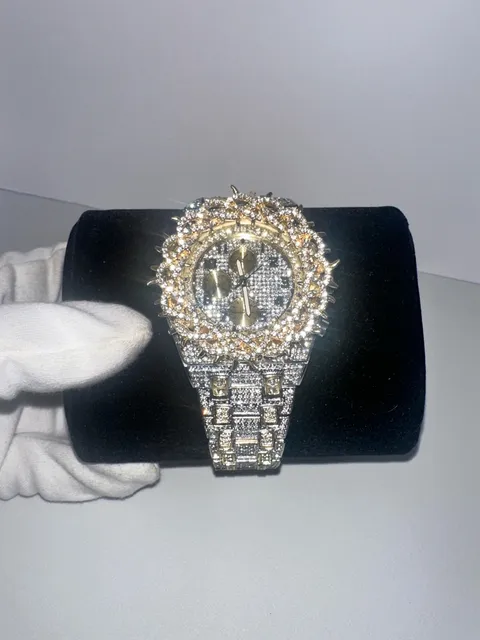 Two-Tone Gold & Silver Iced Out Rhinestone Fashion Watch