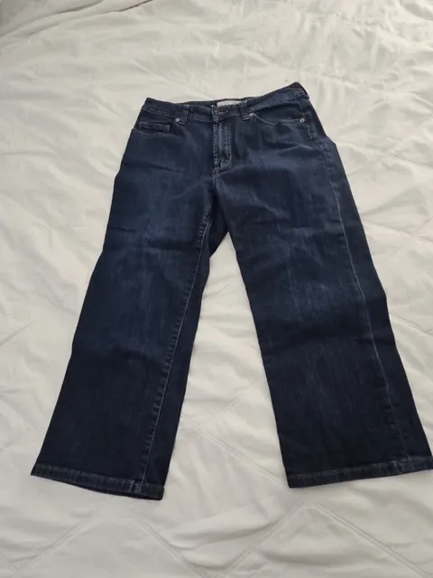 Chico's Platinum Jeans Size 1 Rhinestone Pocket Dark Wash Denim