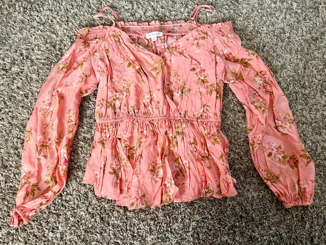 Blu Pepper Floral Off Shoulder Blouse Size L Pink