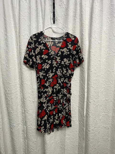 Madewell Hillside Daisies Ruffle Wrap Dress Size 4 Floral Mini Boho Casual