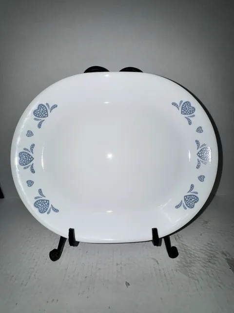 CORNING CORELLE BLUE HEARTS SPONGED 10" X 12 1/4" OVAL SERVING PLATTER