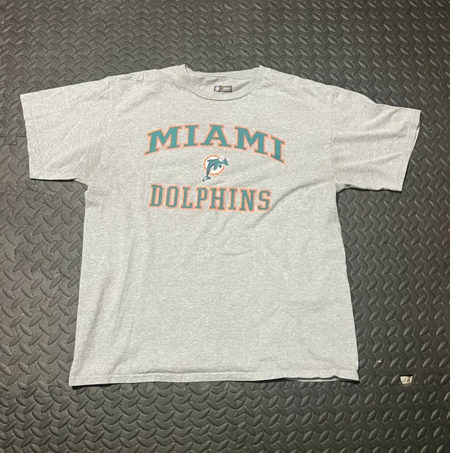 NFL Team Apparel Miami Dolphins T-Shirt Size L Gray Cotton