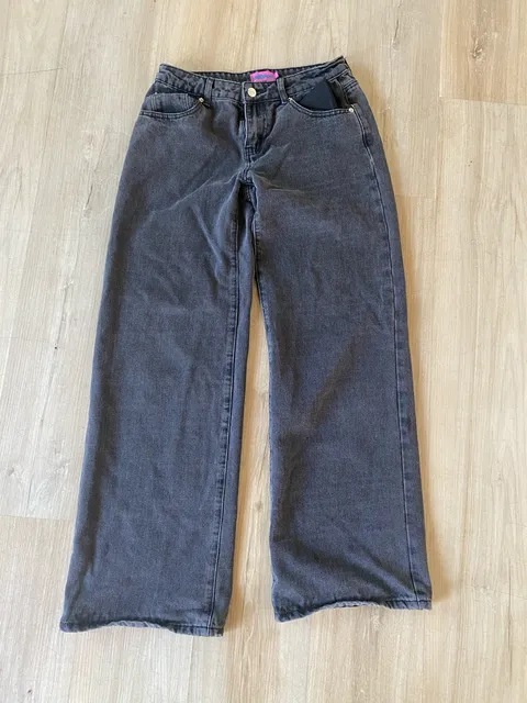 Edikted Baggy Jeans Size M Black Washed Wide Leg