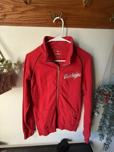 🏈 Vintage Ohio State Buckeye Red Zip Up Sweatshirt ❤️ size S