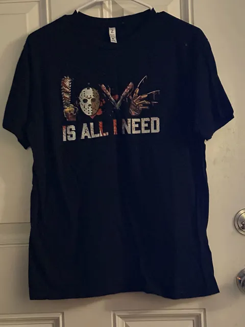 Zuni Sportwear Horror Graphic T-Shirt Size M Black Love Is All I Need