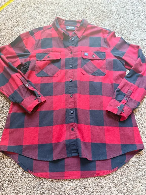 Harley Davidson Motorclothes Flannel Shirt Size XL Red Black Buffalo Plaid
