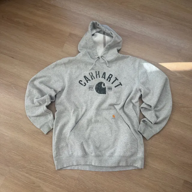 Carhartt Hoodie Size L Gray Graphic Pullover Sweatshirt