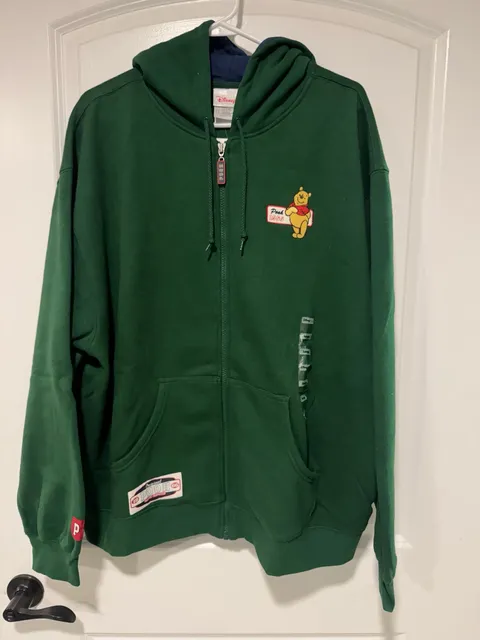 Vintage Disney Store Winnie The Pooh 1966 Green Zip Hoodie 90s Y2K Size L