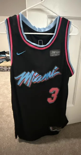 Nike Miami Heat Dwyane Wade 3 City Edition Jersey Size 48 Black